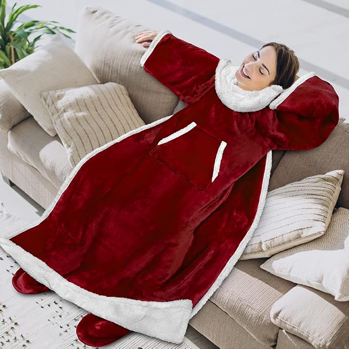 PAVILIA Sherpa Blanket with Sleeves, Foot Pocket - Image 3