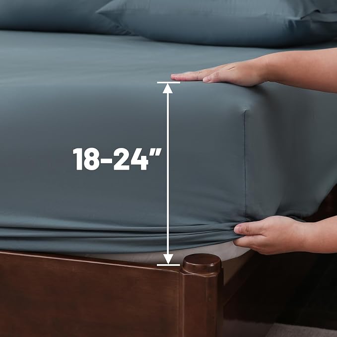 Extra Deep Pocket California King Sheets 18-24 Inch 100% Egyptian Cotton 1000 - Image 5
