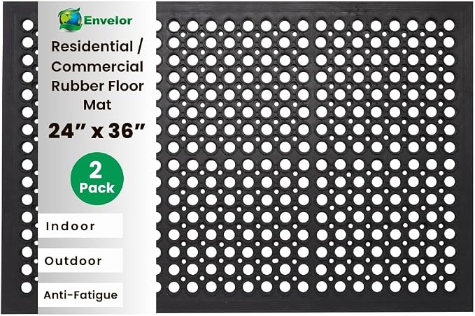 Envelor 2-Pack Anti Fatigue Rubber Mat Non-Slip Restaurant by Envelor
