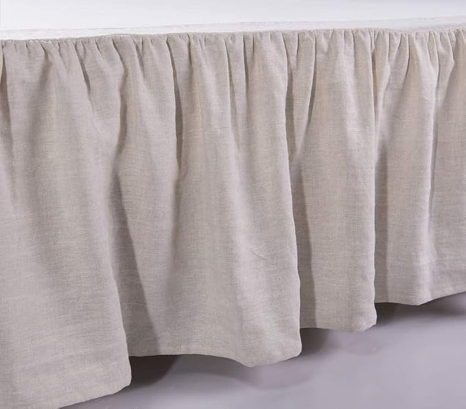 MEADOW PARK Washed French Linen Bed Skirt, Dust Ruffl, Full Size 54" W x 75" L - Image 3