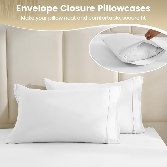 Full Sheet Set - 4 Piece Silky Ultra Soft Breathable Bed Sheet Set, Hotel - Image 8