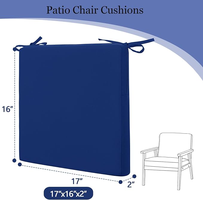 idee-home Outdoor Chair Cushions Set of 4, Dining Chair Pads - Image 7