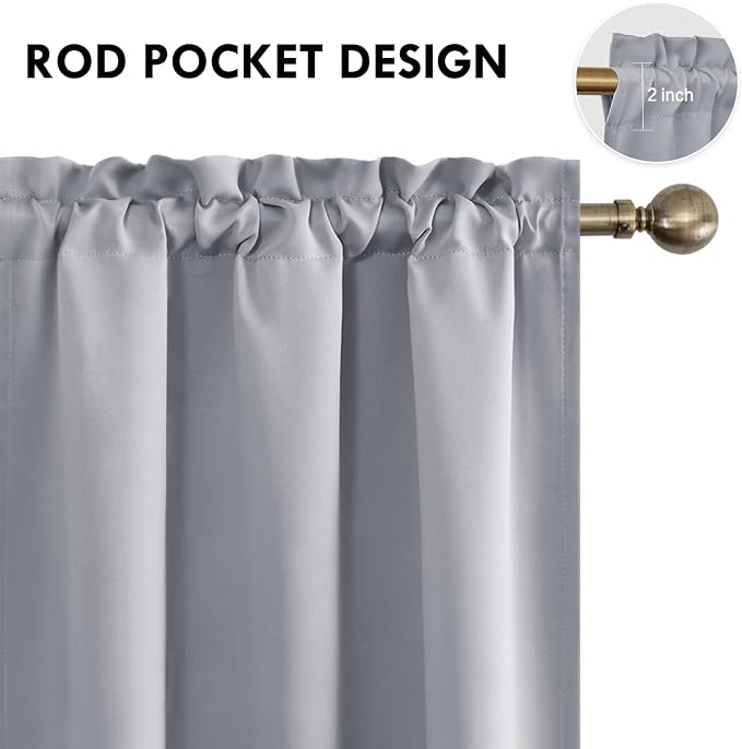 DWCN Silver Grey Short Blackout Curtains - Image 3