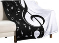 Music Blanket Abstract Funny Black White Music Note Art Printed Soft Cozy by JADERYS