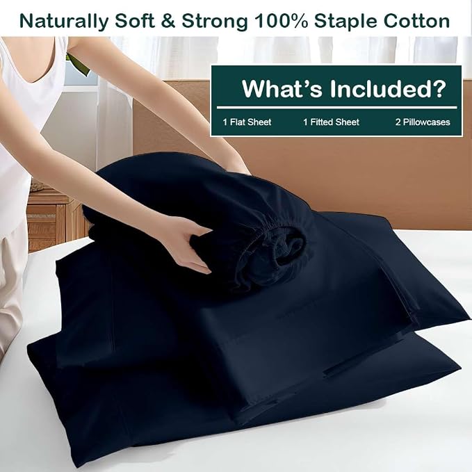 NON Sticky cotton Twin Size Sleeper Sofa Sheets, 4 Piece Egyptian Cotton Bed - Image 3