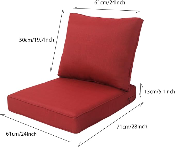 Goodgoods 24x28 inch Outdoor/Indoor Deep Seat Cushions Set of 2 Deep Seat - Image 2