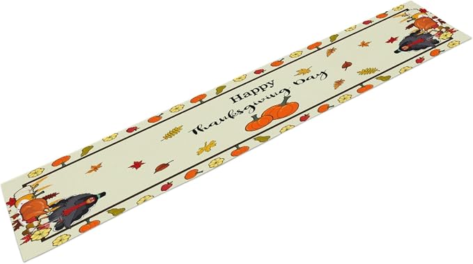 Turkey Table Runner, Thanksgiving Table Runner, Fall Leaves Pattern, 13x36 Inch - Image 2