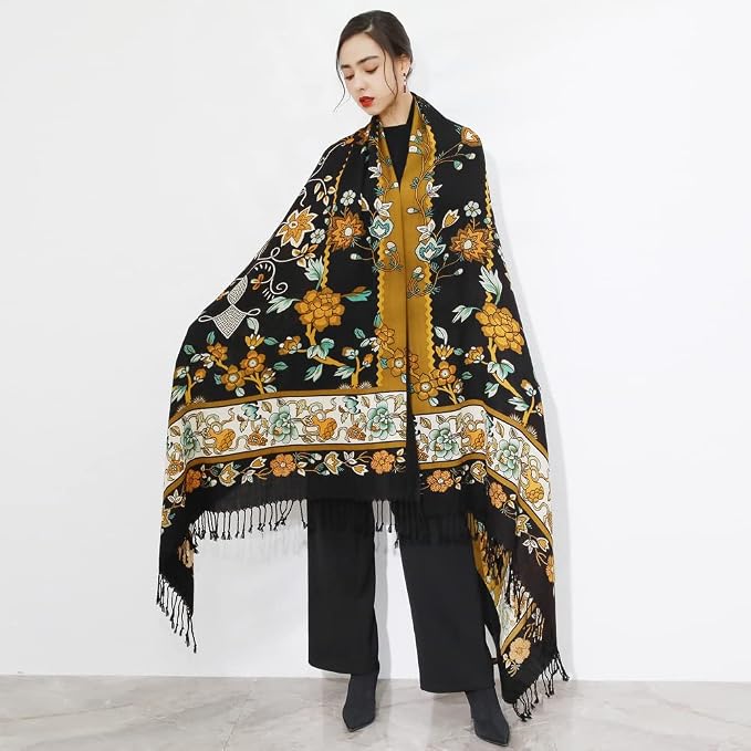 DANA XU 100% Merino Wool Extra Large Pashmina Blanket Travel Scarf Cashmere Wrap - Image 8