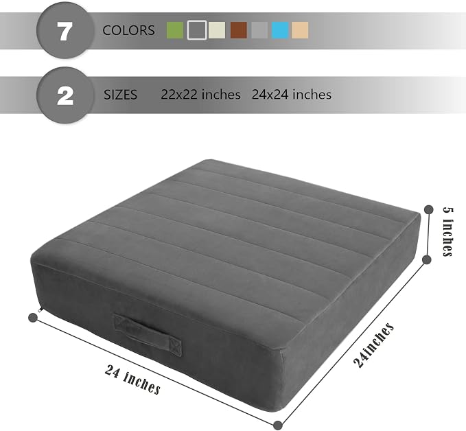 MeMoreCool Square Floor Pillow for Adults and Kids, Large Meditation Cushion - Image 7