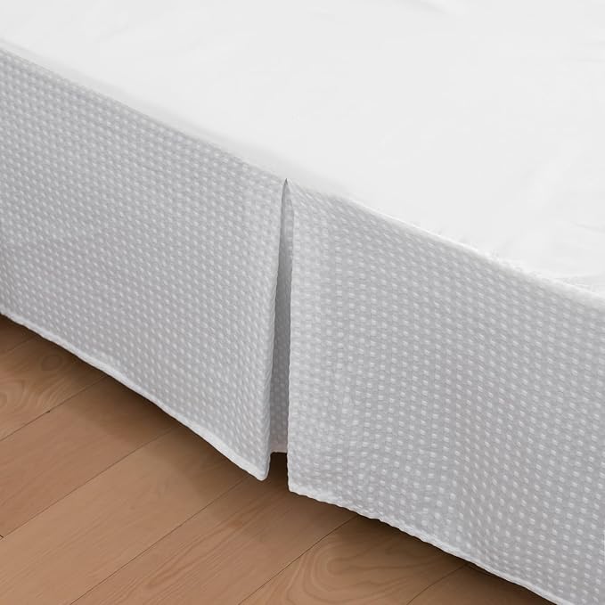 Bed Skirt King Size, Pleated Waffle Weave Bed Skirt - Image 5