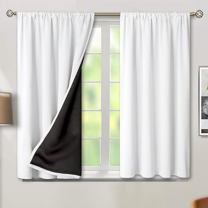 BGment White Blackout Curtains for Bedroom 54 Inch Length, Rod Pocket 100% by BGment
