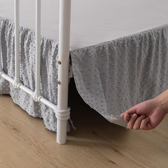 Tufted Dot Bed Skirt King Size Ruffled Bed Skirt - Image 2
