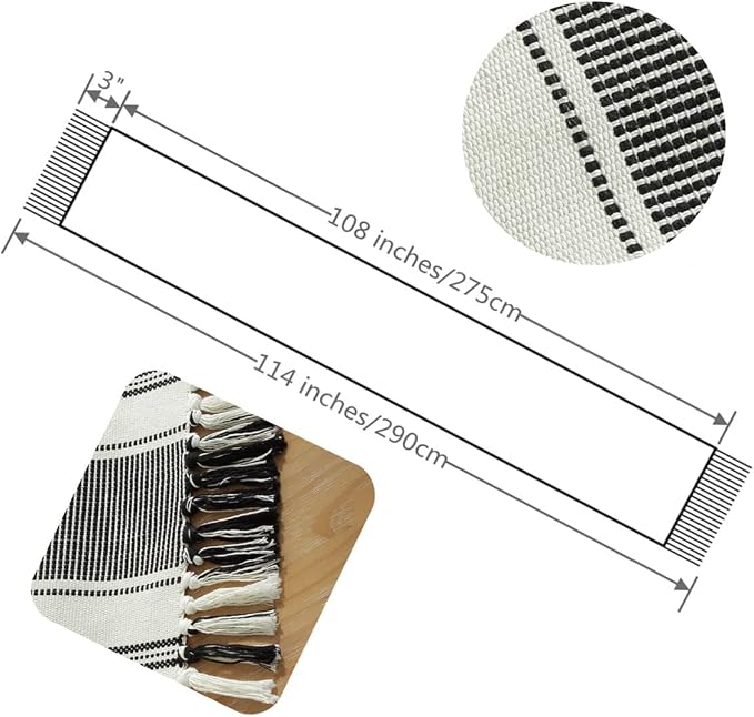 Caflife Boho Table Runner Balck and White - Image 4
