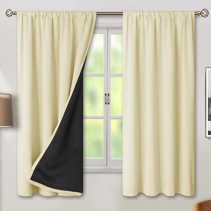 BGment 100% Blackout Curtains for Bedroom 63 Inch Length, Full Room Darkening by BGment