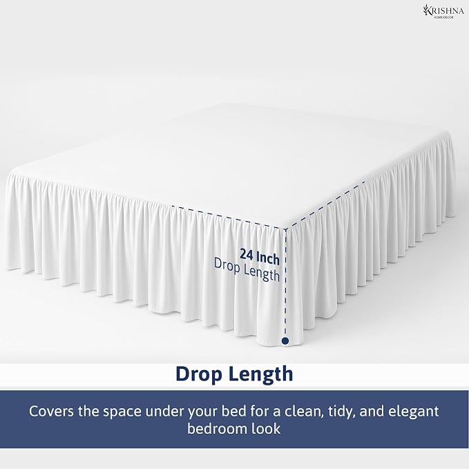 KRISHNA Ruffled Bed Skirt with Split Corners Queen, 100% Microfiber Hotel - Image 4