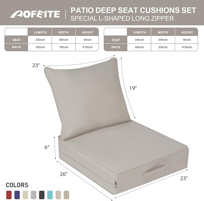 Outdoor Olefin Water-Resistant Deep Seat Cushion Set, Thickened Sofa Chair Pad - Image 4
