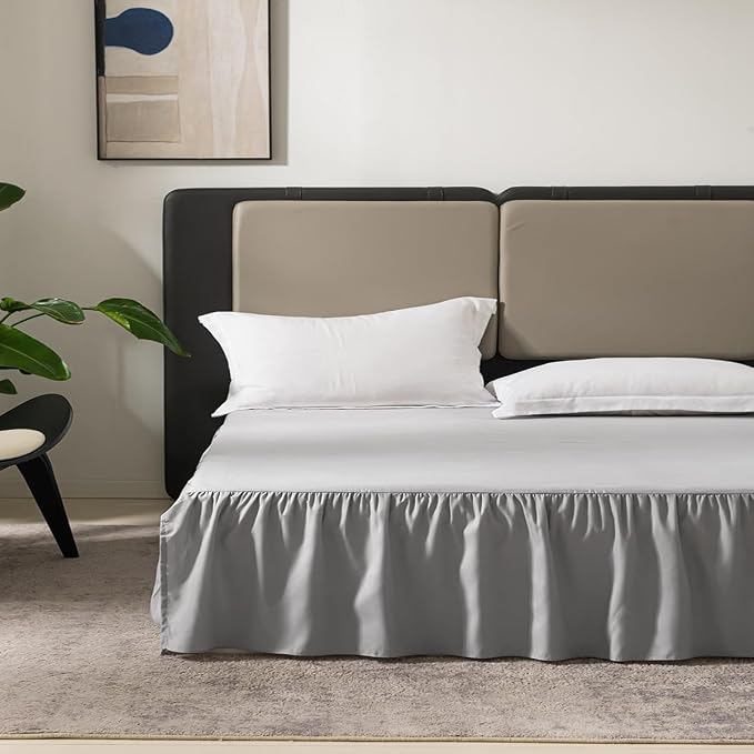 Light Grey Bed Skirt Full Size Ruffled Bed Skirt - Image 2
