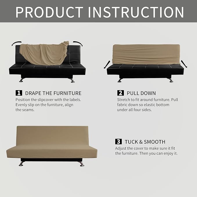 Easy-Going Stretch Futon Slipcover Armless Futon Bed Cover Furniture Protector - Image 6