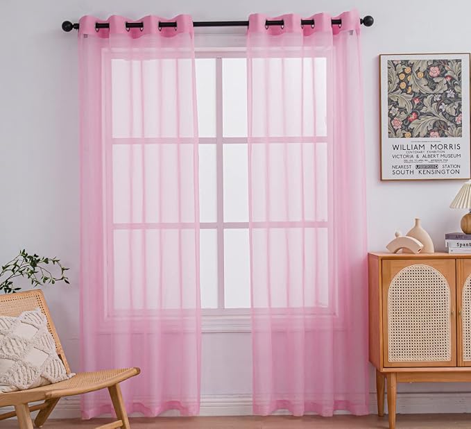 PI Pink Sheer Curtains 84 Inches Length by PI