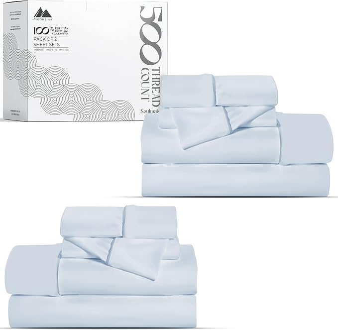 Mayfair Linen 100% Egyptian Cotton 2 Pack Twin Sheet Set by MayfairLinen
