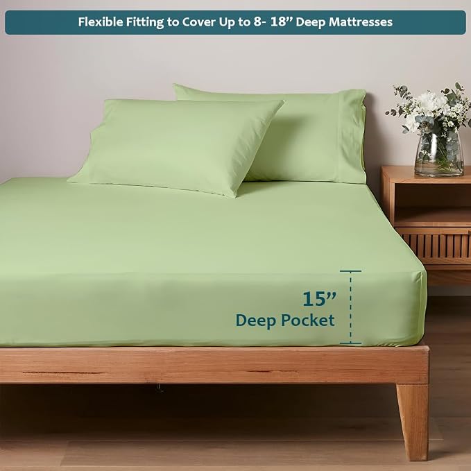 Sleeper Sofa Bed Sheet Set – Full Size, 100% Cotton, 338 Thread Count – 4-Piece - Image 3