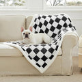 Checkered Dog Blanket, Cute Aesthetic Style Fluffy Fleece Pets Blanket by Ohocut