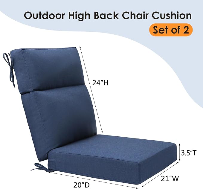 Sunbrella Outdoor High Back Chair Cushion Seat Pads, 44 x 21 Inch - Image 6