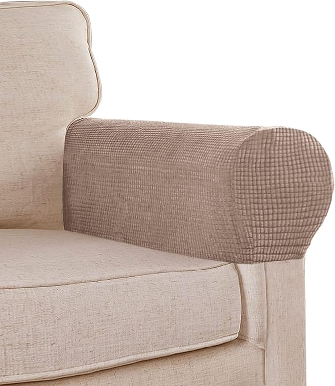 Stretch Sofa Arm Covers Spandex Jacquard Anti-Slip Couch Arm Covers by L.VICTEX