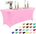 IVAPUPU 8FT Table Cloth for Rectangular Fitted Events Stretch Pink Table Covers by IVAPUPU