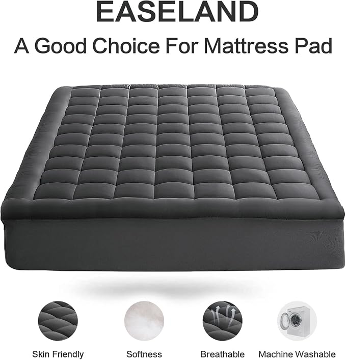 EASELAND Queen Size Mattress Pad Pillow Cover Quilted Fitted Mattress Protector - Image 2