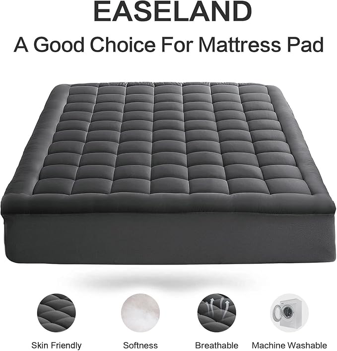 EASELAND Twin Size Mattress Pad Pillow Top Mattress Cover Quilted Fitted - Image 2