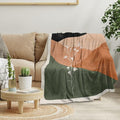 Boho Orange Mid Century Blankets Abstract Modern Throw Blanket Minimalist Sun by Reateforin