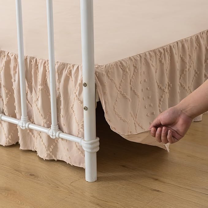 Bed Skirt King Size，Ruffled Cream Bed Skirt - Image 2