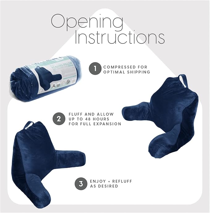 Milliard Reading Pillow with Arms, Cozy Shredded Memory Foam Back Pillow - Image 7