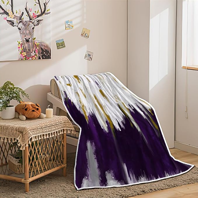 Abstract Ombre Throw Blankets, Modren Chic Art Oil Painting Cozy Warm Bed Couch - Image 2