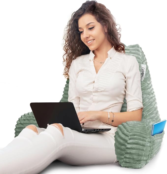 Nestl Reading Pillow with Shredded Memory Foam, Luxe Cut Plush Back Pillow - Image 7