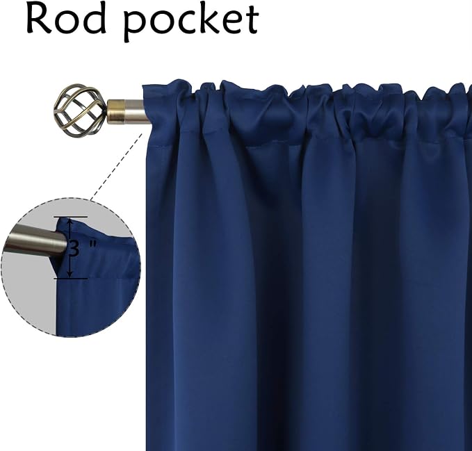 BGment Navy Blue Blackout Curtains 40 Inches Length - Image 6