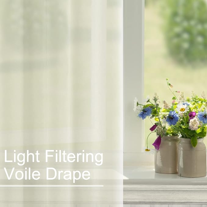 XWZO Sheer Curtains for Bedroom, Light Filtering & Breathable Extra Wide - Image 7