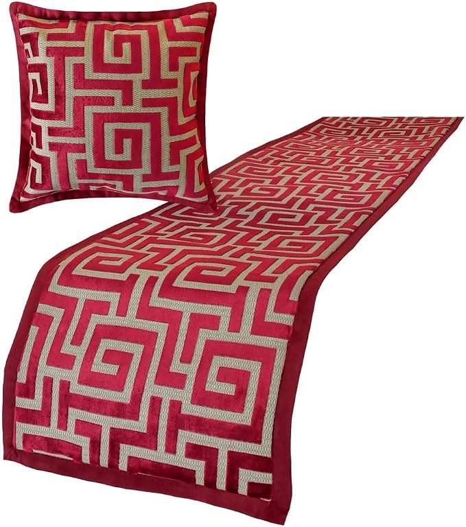 The HomeCentric King/Queen/Twin Red Decorative Queen 74"x18" Bed Runner - Image 4