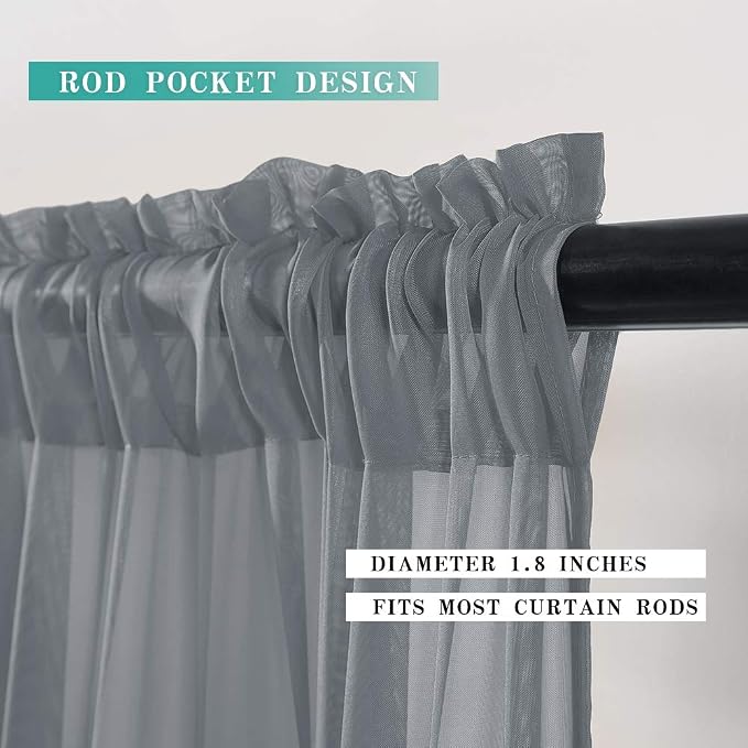 MIULEE Short Sheer Curtains 30 Inch Length - Image 2