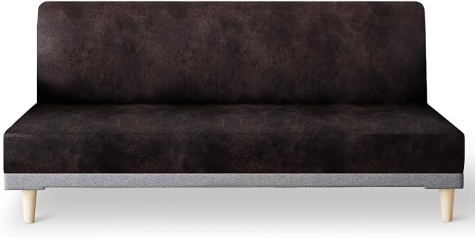 molasofa Leather Like Stretch Futon Slipcover Armless Futon Bed Sofa Cover by Molasofa