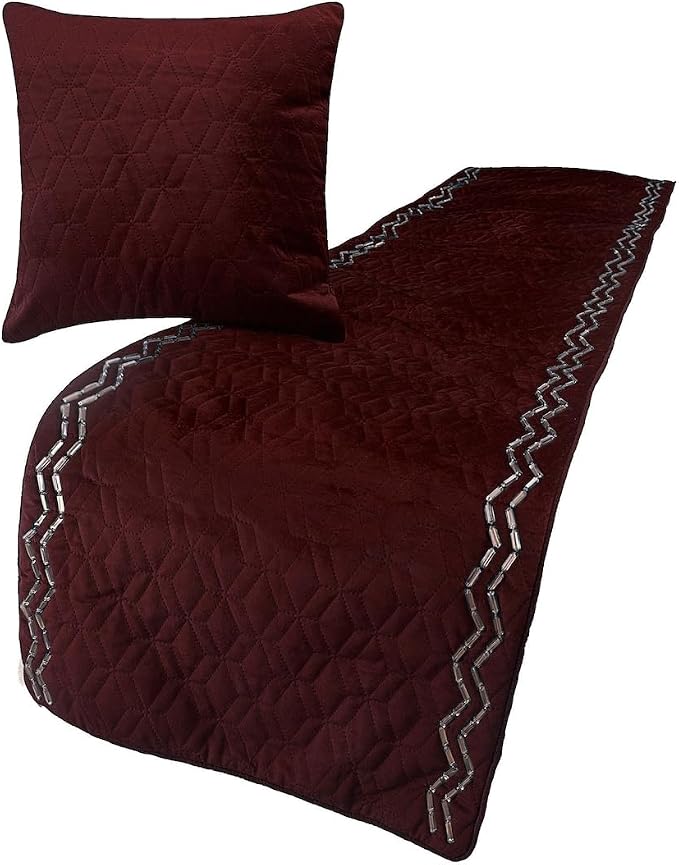 The HomeCentric King Queen Twin Deep Wine Designer CA King 86"x18" Bed Runner by TheHomeCentric