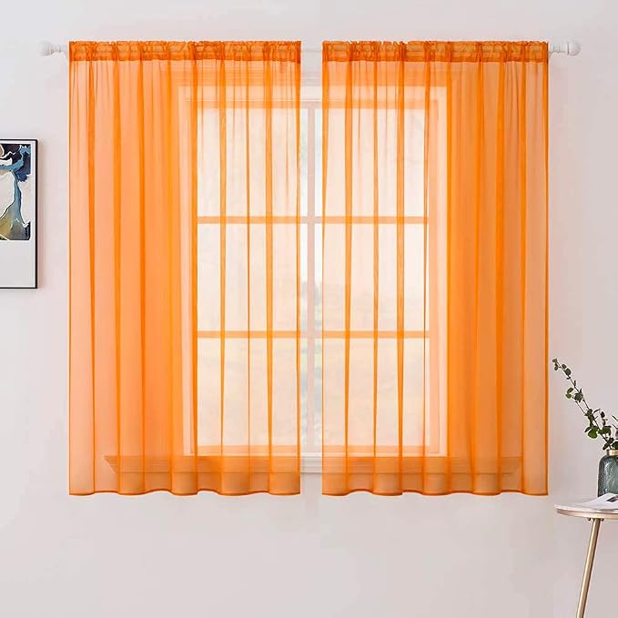 MIULEE 2 Panels Solid Fall Color Sheer Window Curtains Elegant Window Voile by MIULEE