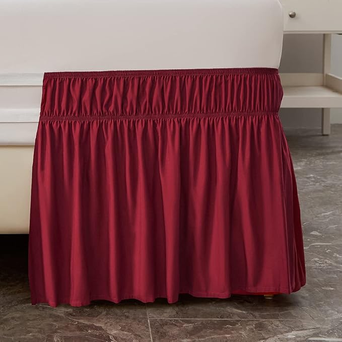 MEILA Wrap Around Bed Skirt Three Fabric Sides Elastic Dust Ruffled 14 Inch - Image 3