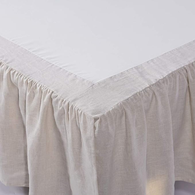meadow park Washed Linen bedskirt, Queen Size 60" W x 80" L, Drop 16", Super - Image 2