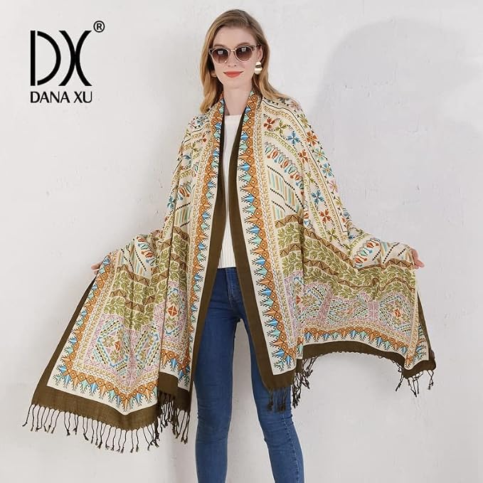 DANA XU 100% Merino Wool Pashmina Shawl - Image 7