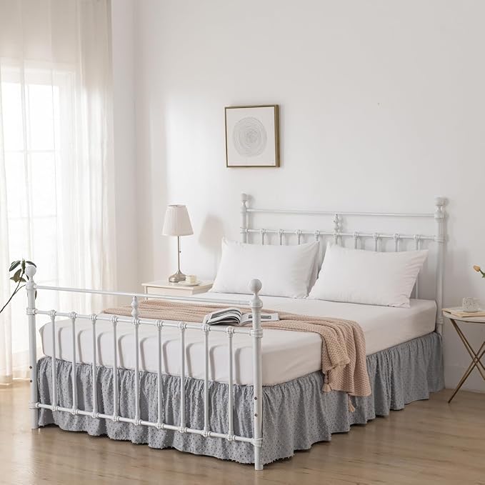 Tufted Dot Bed Skirt Queen Size Ruffled Bed Skirt - Image 7