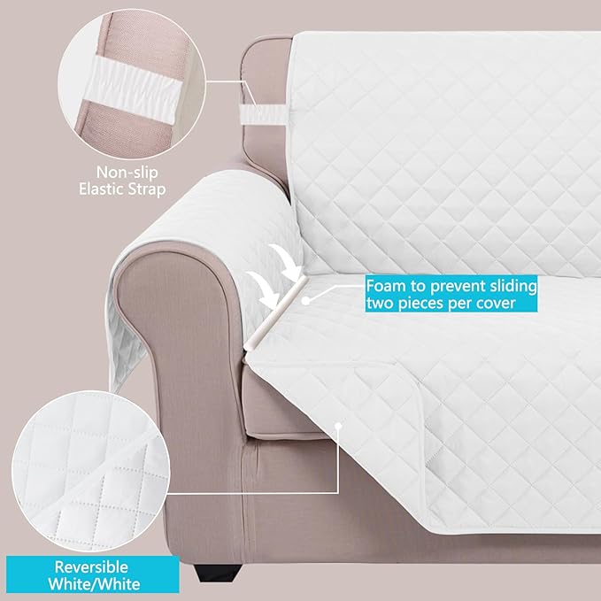 U-NICE HOME Loveseat Sofa Cover Reversible Couch Cover - Image 3