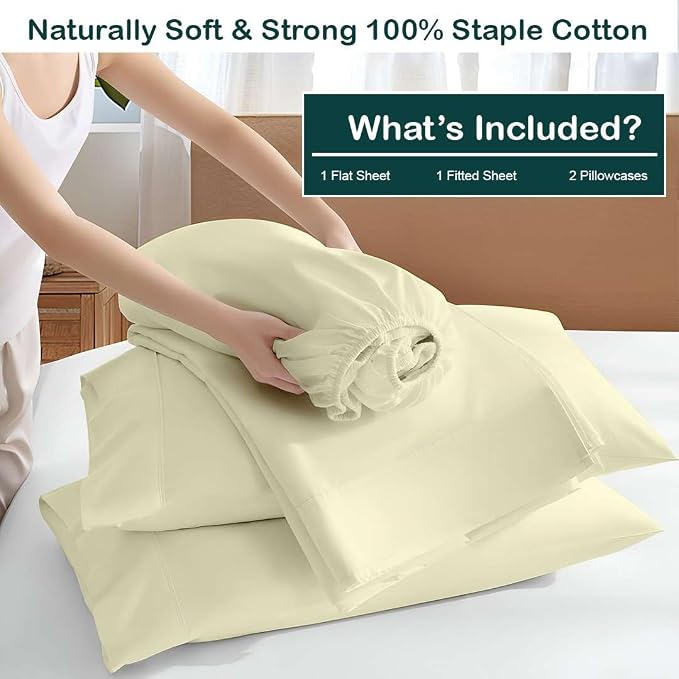 NON Sticky cotton Queen Size Sleeper Sofa Sheets, 4 Piece Egyptian Cotton Bed - Image 3