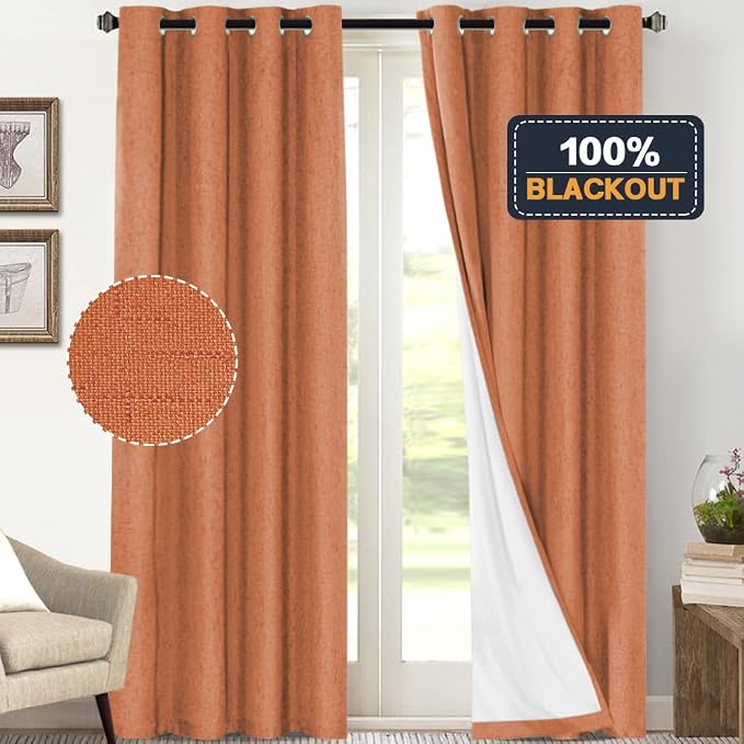 PrinceDeco 100% Absolutely Blackout Linen Curtains - Image 2
